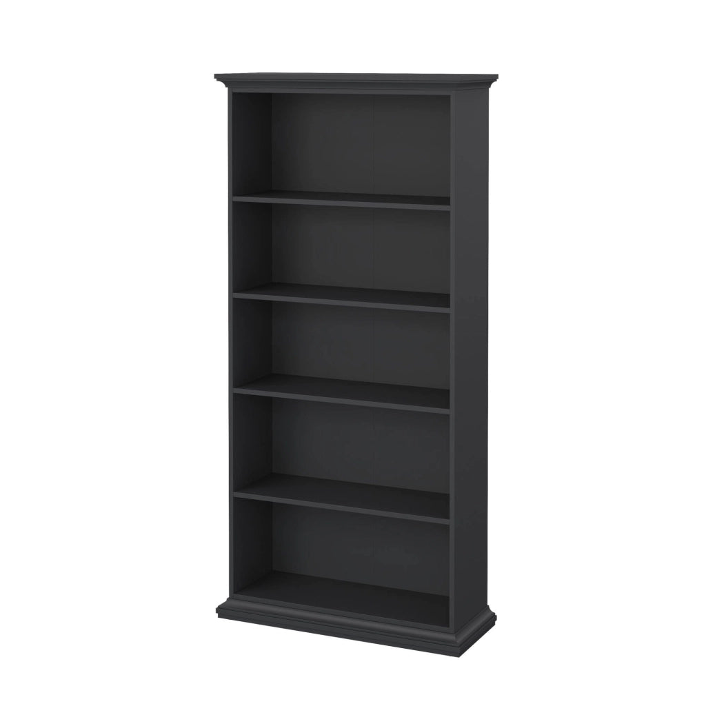 Libreria Aragon, Scaffale da ufficio, Mobile portalibri, Biblioteca, 96x37 h201 cm, Grigio
