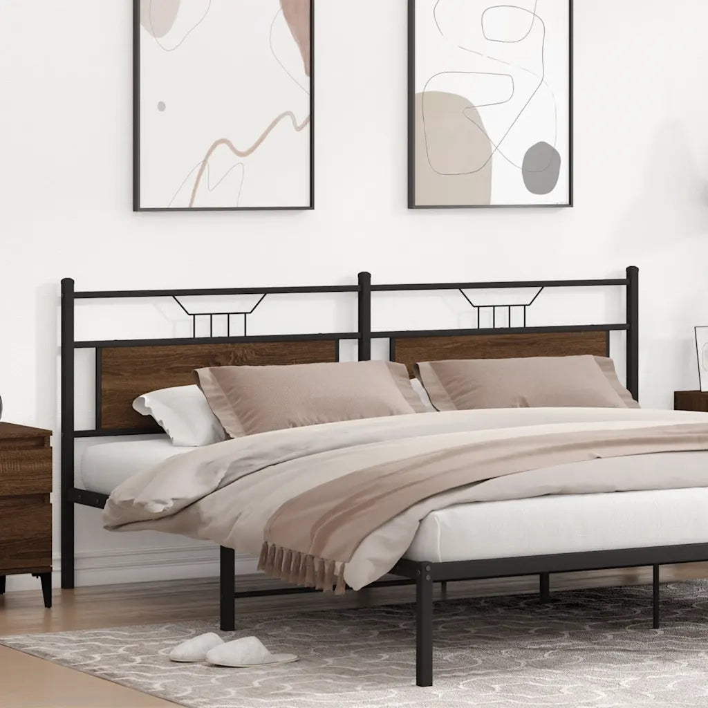 Testiera Rovere Marrone 193 cm in Legno Multistrato e Acciaio