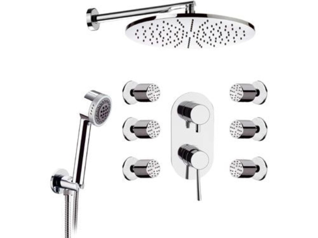Set doccia con sofffione minimale, doccino minimale e rubinetto - serie minimal