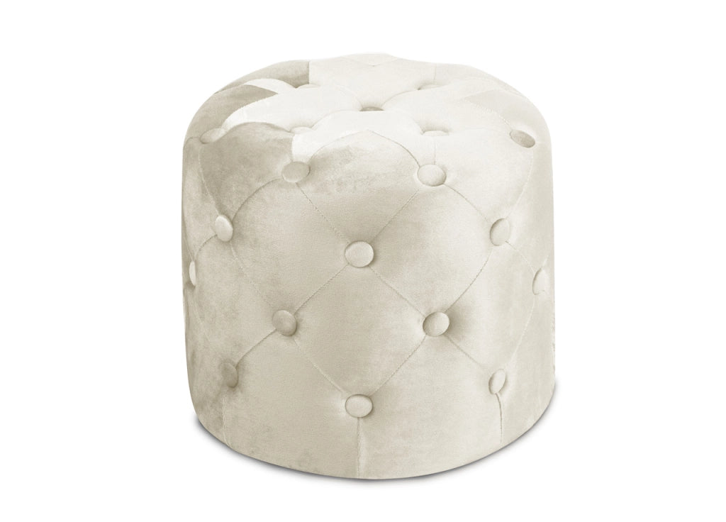 Pouf Salotto/Camera Con Bottoni Imbottito Modello Velvet Parigi In Tinta Unita - Pouf - Beige