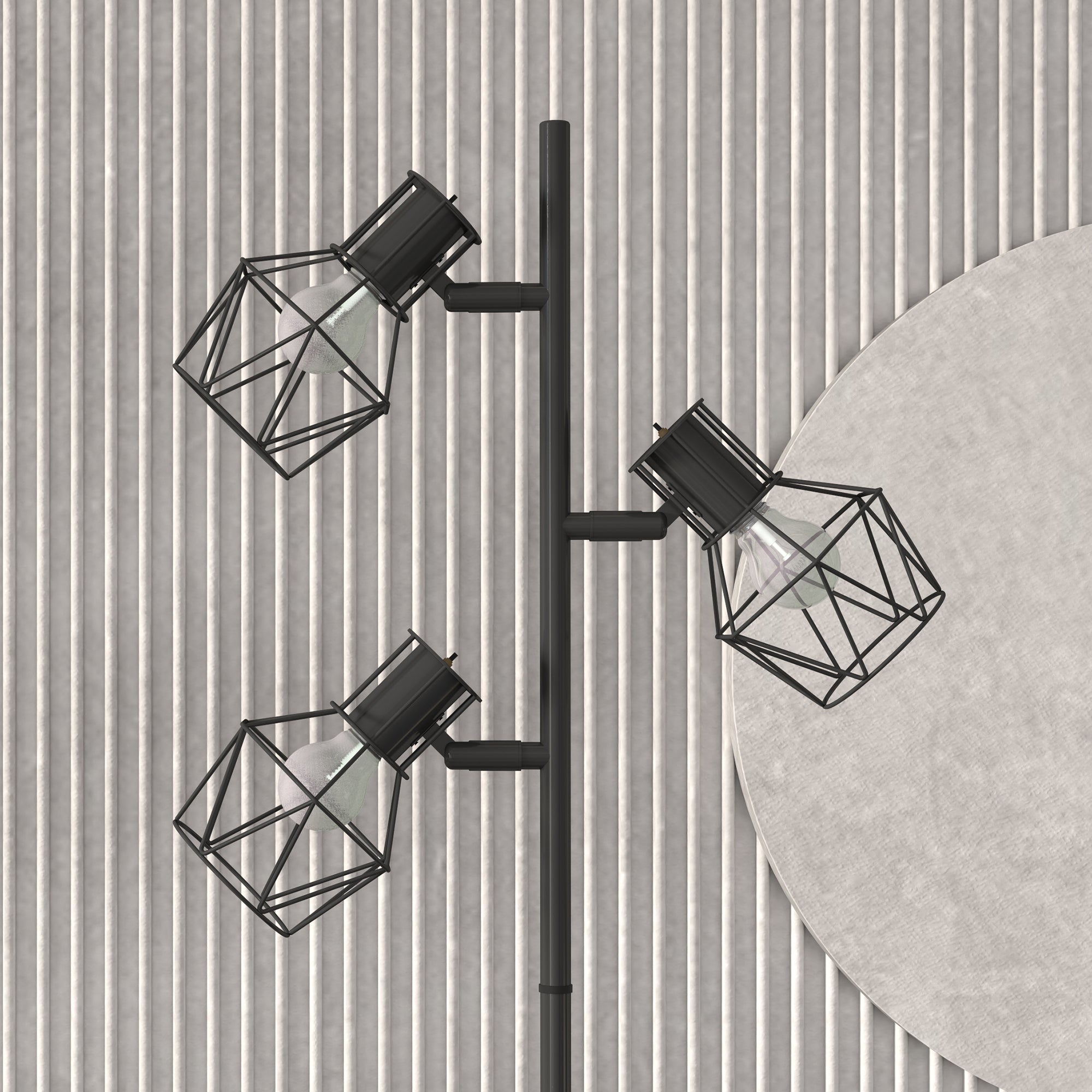 Lampada da Terra 3 Luci Orientabili 40W 41x28x169 cm in Metallo Nero