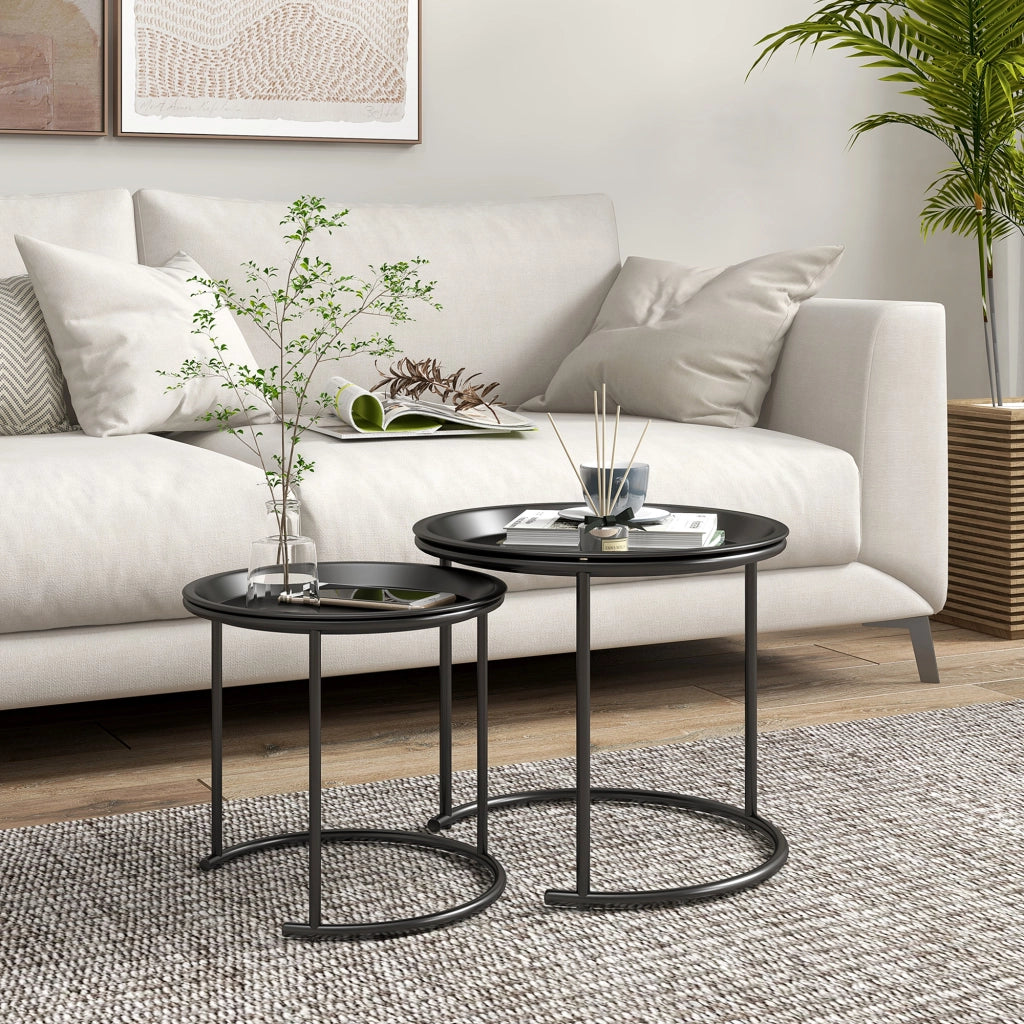 Tavolino da caff¨¨ rotondo nero ¨C zephmum ¨C ? 43 e 35 cm