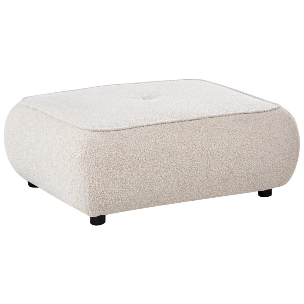 Pouf quadrato in tessuto bianco sporco imbottitura di qualità decorativo stile Moderno per soggiorno