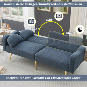 Divano letto 2 posti - Xylo - piedi oro, moderno, convertibile 2in1