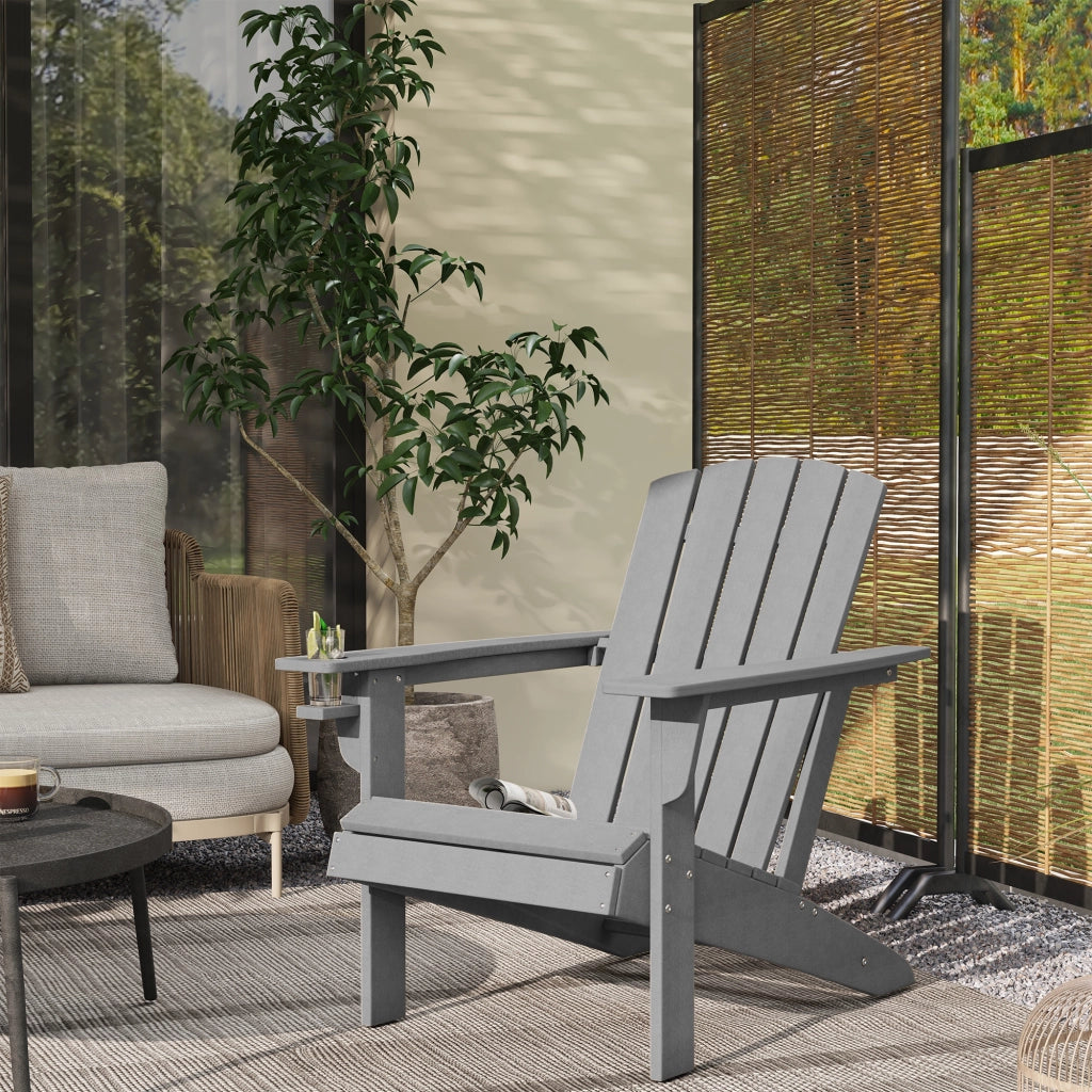Sedia da giardino ergonomica in grigio HDPE; UV e resistenti alle intemperie; 75 x 87 x 90 cm