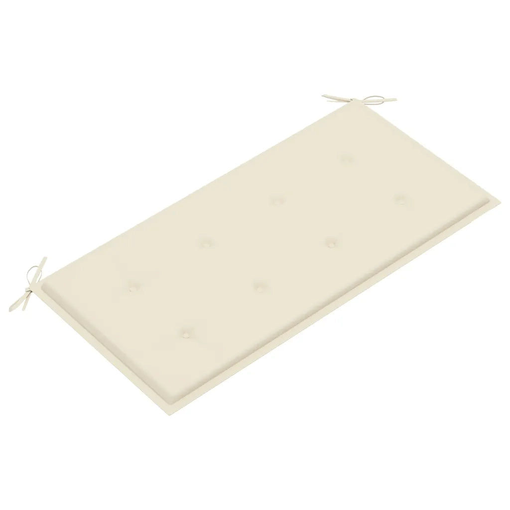 Panca da Giardino con Cuscino Crema 112 cm in Legno di Teak