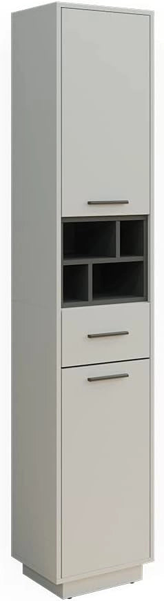Mobile bagno alto Beatrice, Antracite, 38 x 190 cm, per la conservazione di articoli da bagno e compatibile con Beatrice