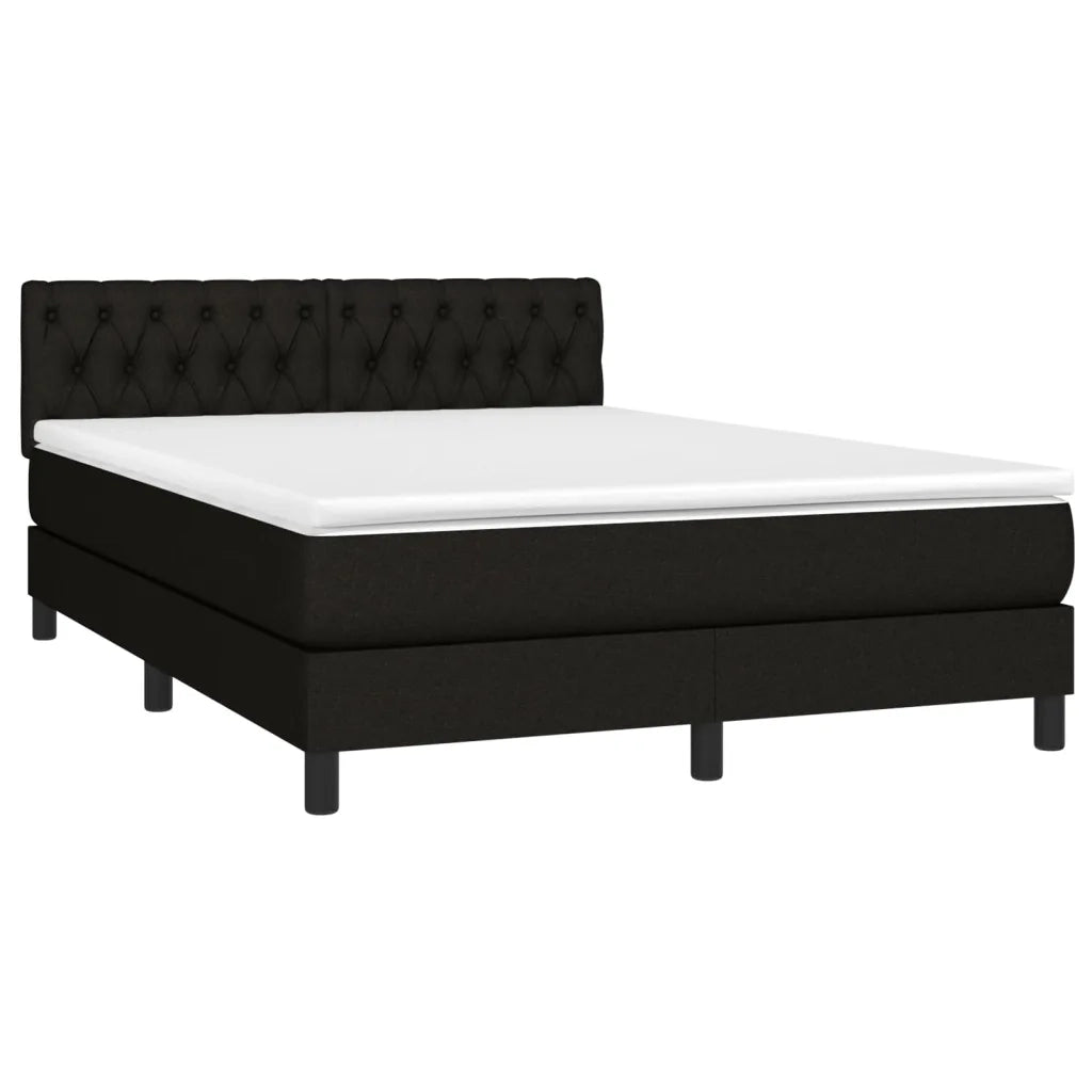 Letto a Molle con Materasso e LED Nero 140x190 cm in Tessuto 3133391
