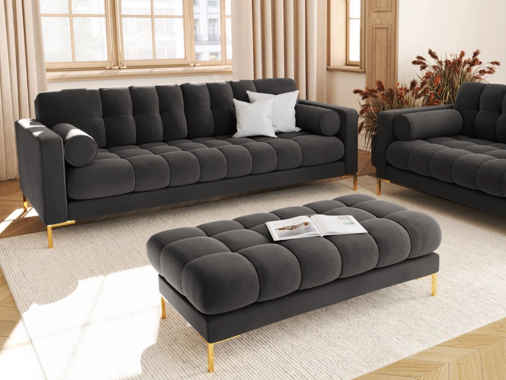 Cosmopolitan Design - Divano "Bali" 4 posti in velluto grigio scuro 