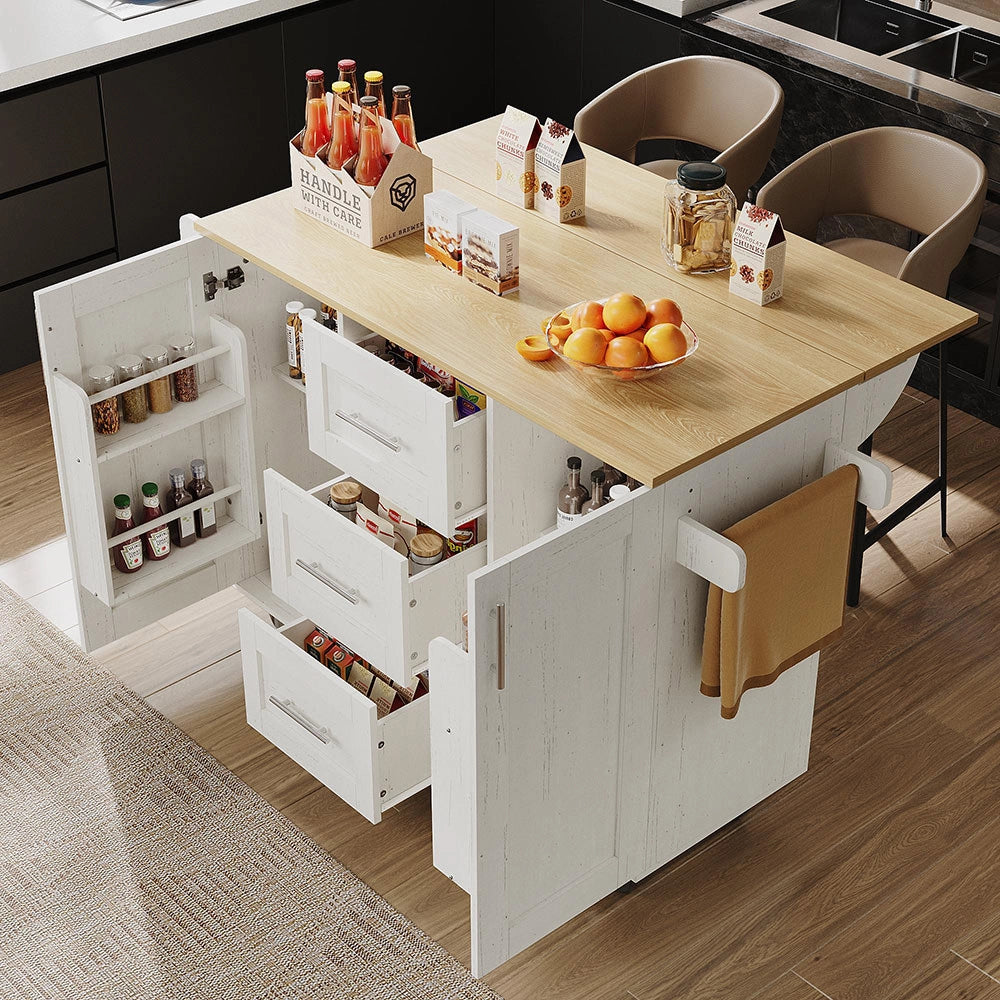 Isola cucina - Xylo - ripiani rimovibili rotelle bianco