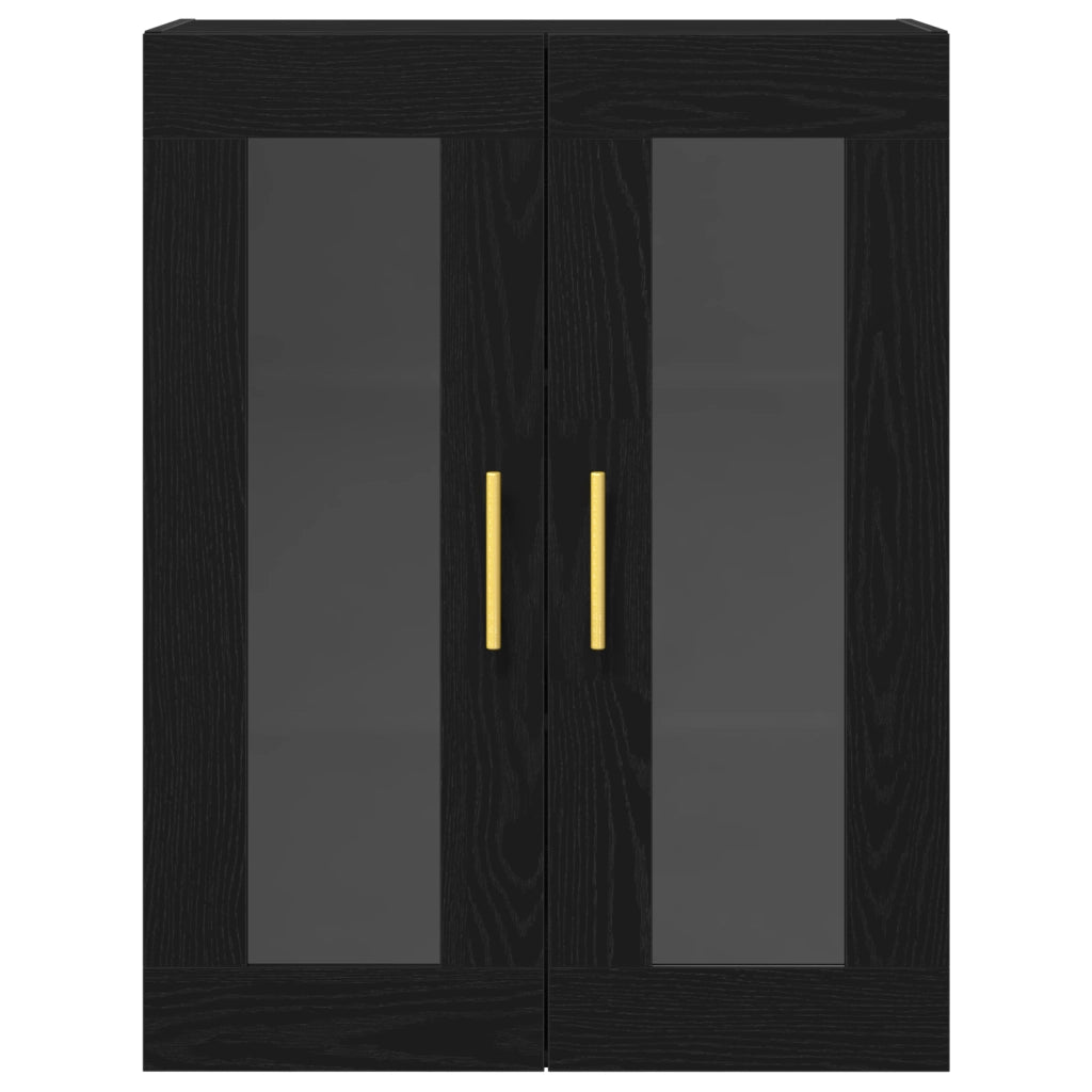Armadio a Muro con Porte in Vetro Rovere Nero 69,5x34x90 cm
