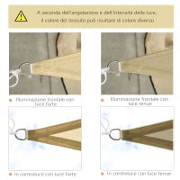 Tenda Parasole Triangolare Impermeabile in HDPE e Metallo, 3x3x3 m, color Ottone