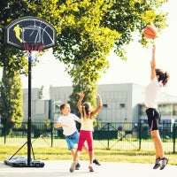 Canestro da Basket Altezza Regolabile in Acciaio con Base 112 × 74 × 365cm