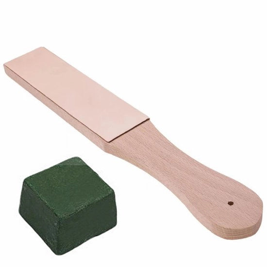 Sommier in Pelle con Manico in Legno - Kit di Pulizia - Presa Ergonomica - Antiscivolo - Compresse per Buffare - Apertura Optima - Misuratore