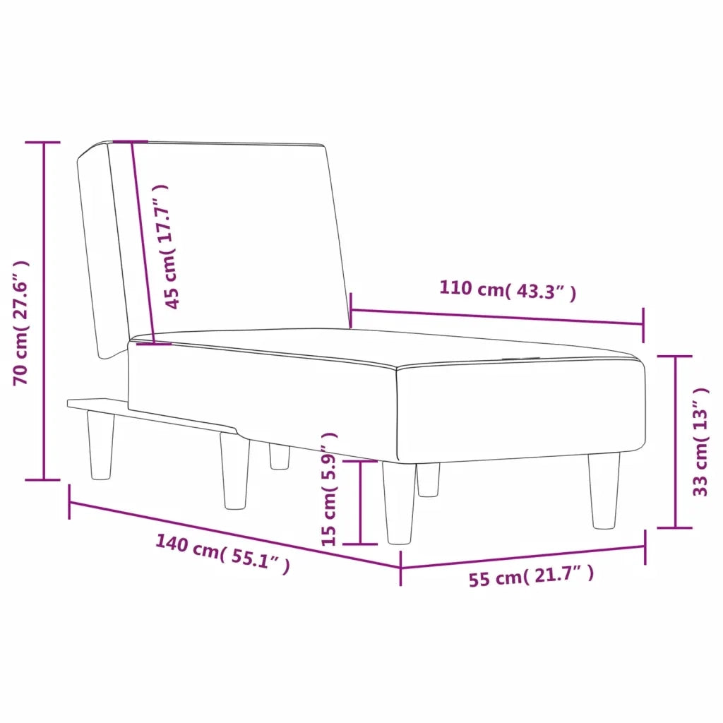 Chaise Longue in Tessuto Grigio Chiaro 352798