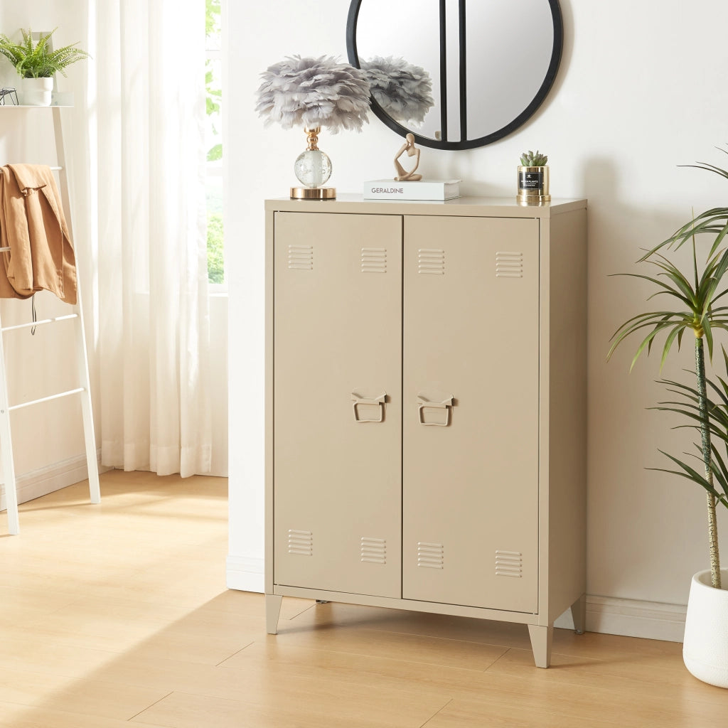 Armadietto da Ufficio Oripää in Acciaio 110 x 75 x 33 cm color Cammello [en.casa]