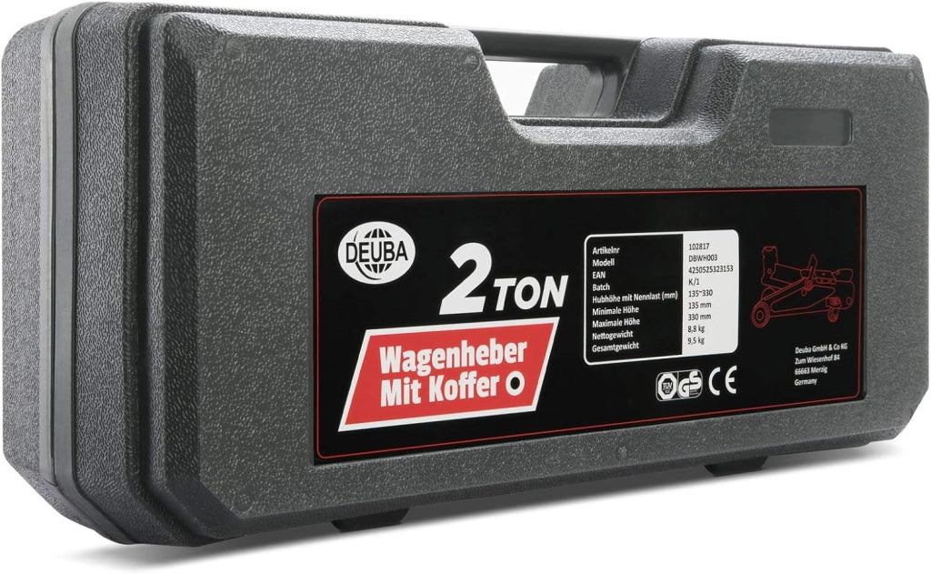 Cric idraulico per Auto max. 2t Sollevamento max. di 330mm Martinetto Officina con Custodia