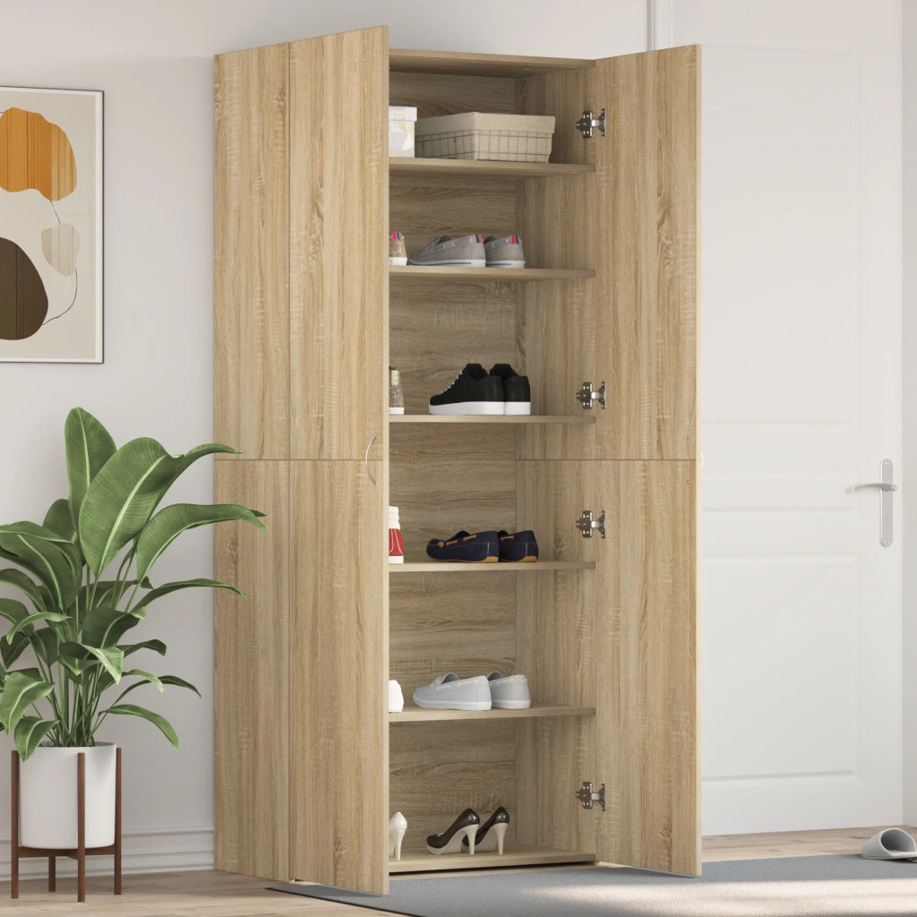 Mobile per scarpe Rovere Sonoma 80x35,5x180 cm Legno ingegnerizzato