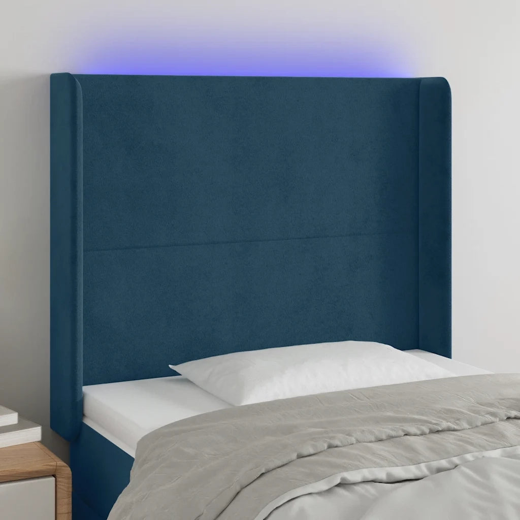 Testiera | Testata a LED Blu Scuro 93x16x118/128 cm in Velluto