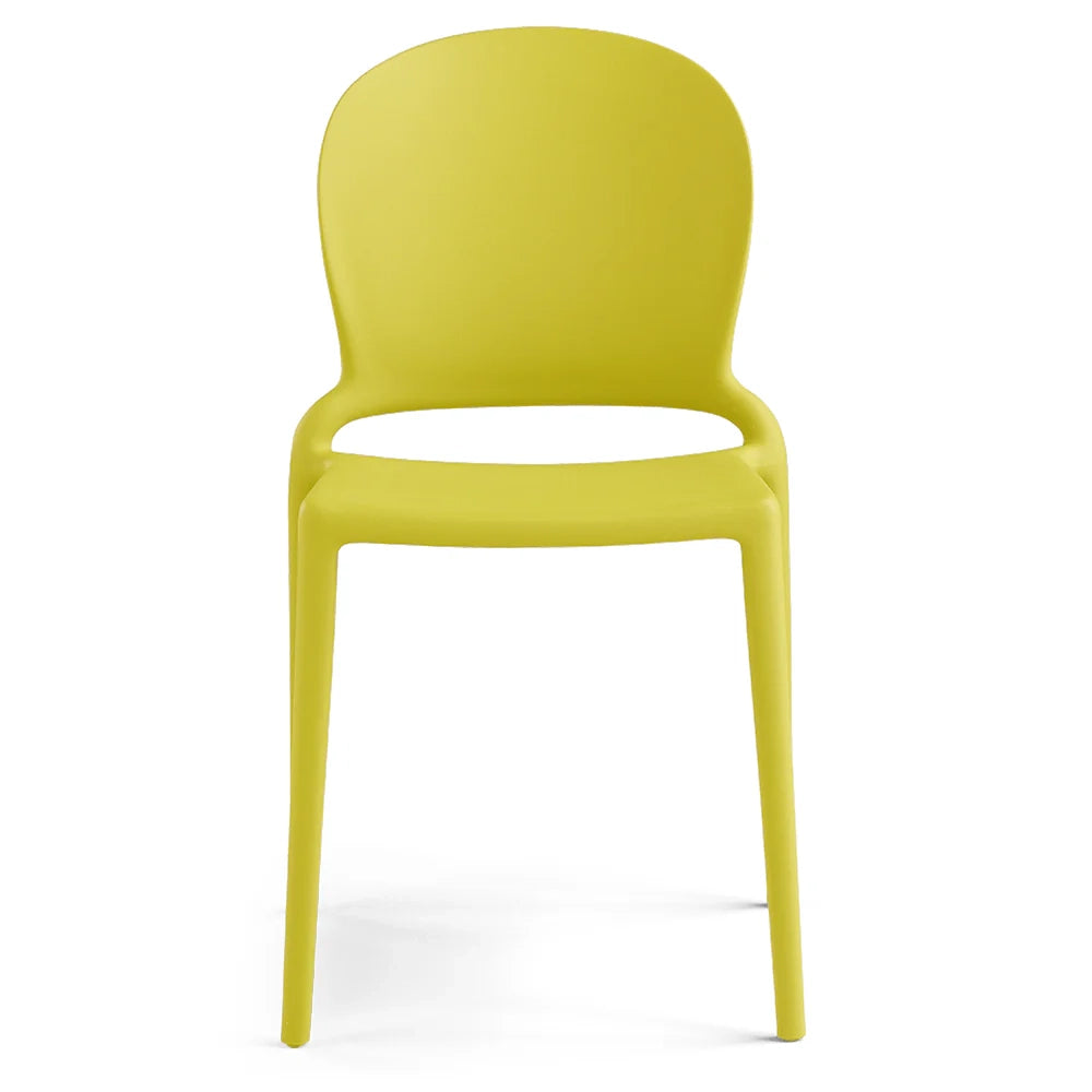 Set 6 sedie in polipropilene JASMINE, impilabile, resistente ai raggi UV, design moderno, ideale per sala da pranzo, cucina, sala d’attesa, bar, ristoranti o giardino colore Giallo Limone