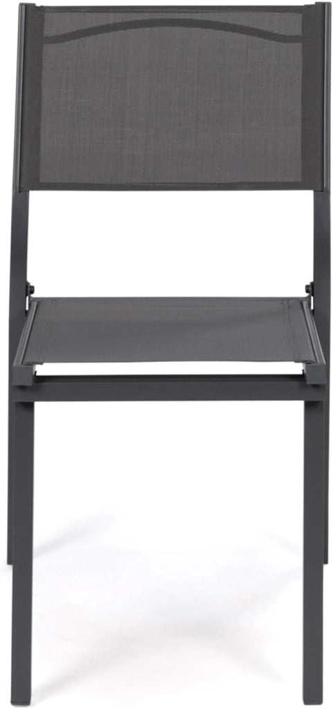 Set di 6 sedie da giardino impilabili OLBIA in metallo e textilene, grigio antracite