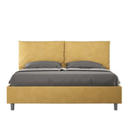 Letto Matrimoniale 160x200 cm con Rete e Contenitore Giroletto con Alzata Comoda Imbottito in Microfibra Antea Ocra