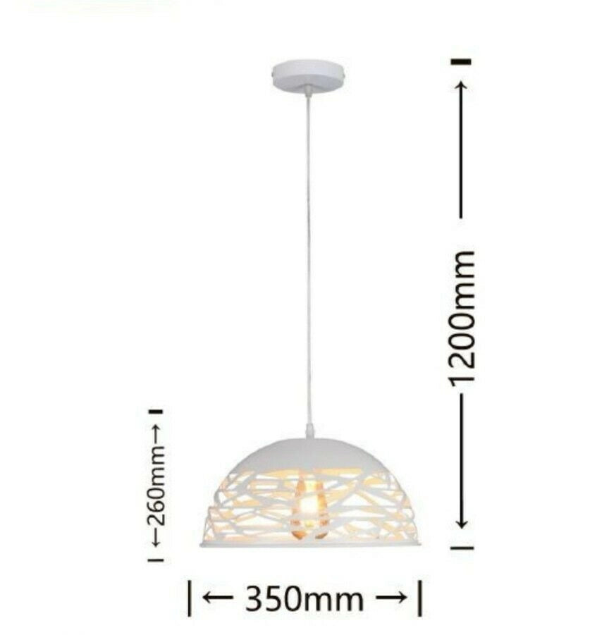 Lampadario sospeso a campana cupola luce led E27 in metallo nero bianco moderno