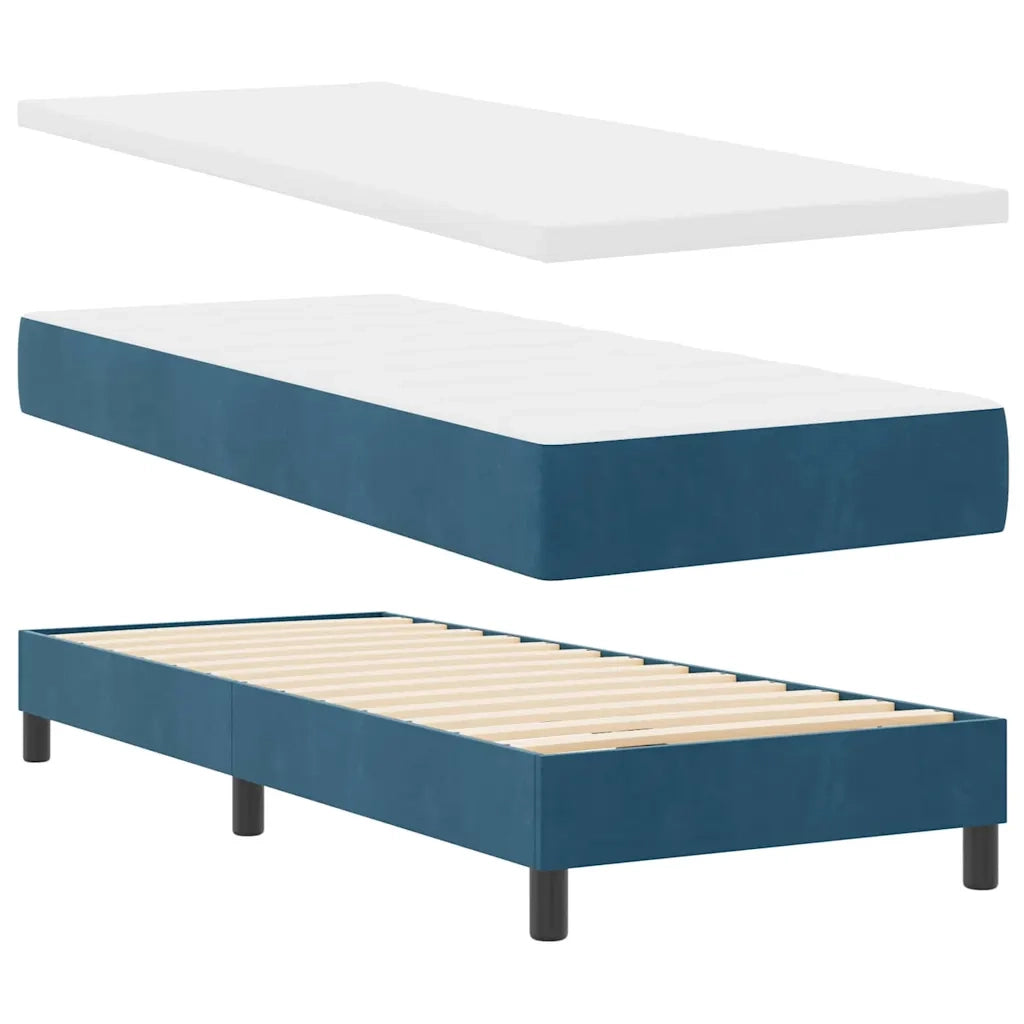 Letto a molle con materasso Blu Scuro 200 x 80 cm Poliestere