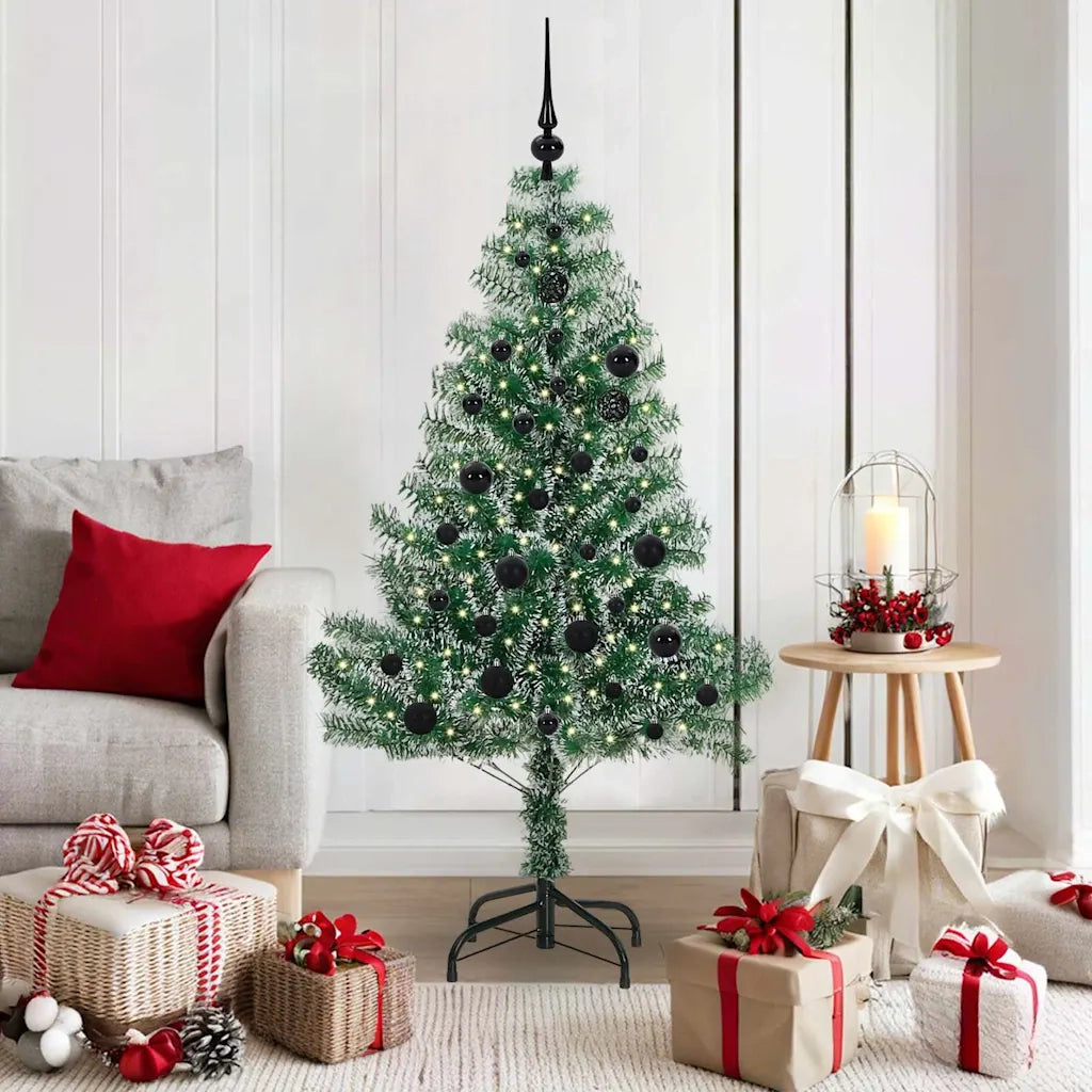 Albero di Natale Artificiale Imbiancato con Luci LED 150 cm 3396807
