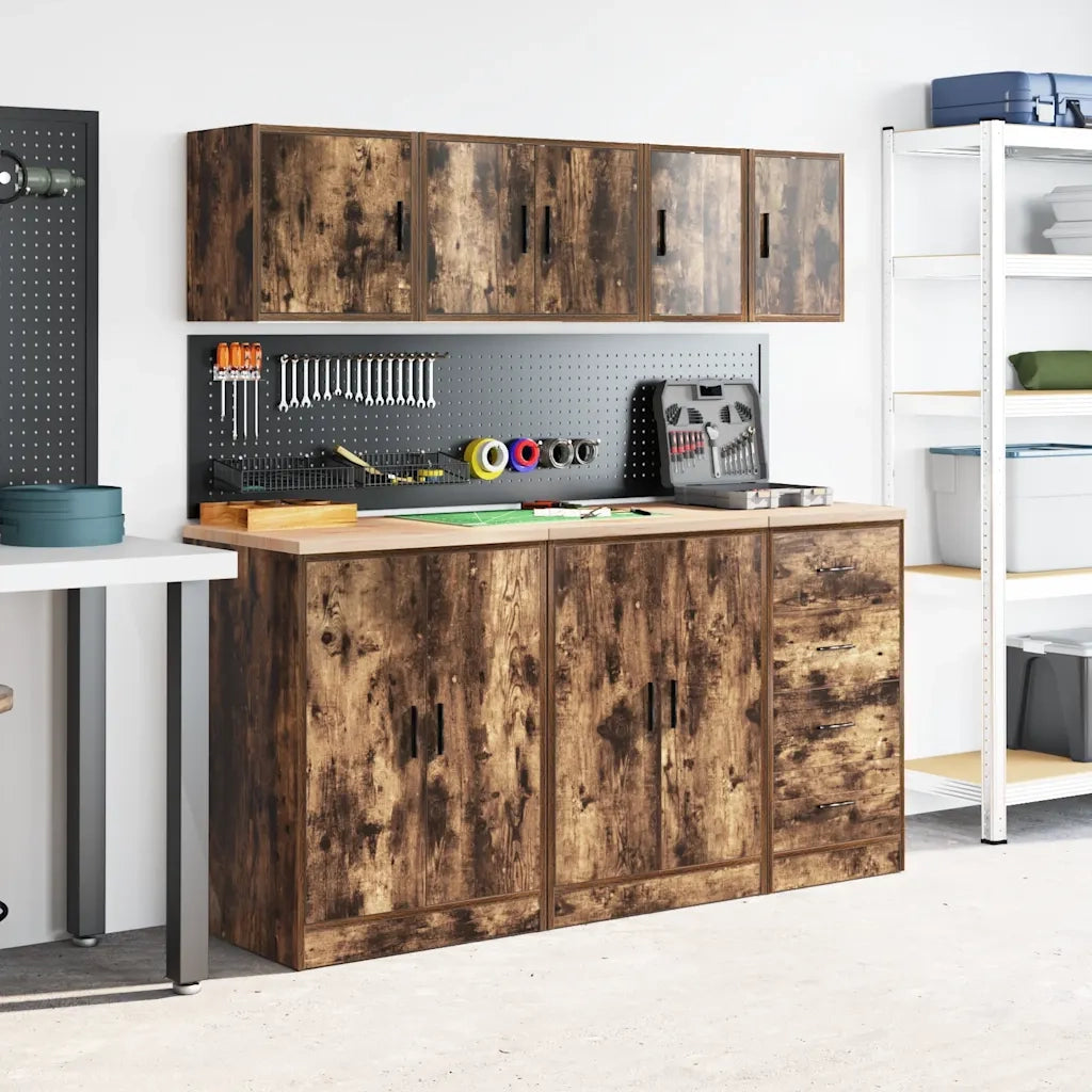 Pensili per Garage 2 pz Rovere Fumo in Legno Multistrato 860616