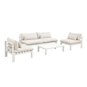 Salotto da giardino in alluminio, 5 posti, beige