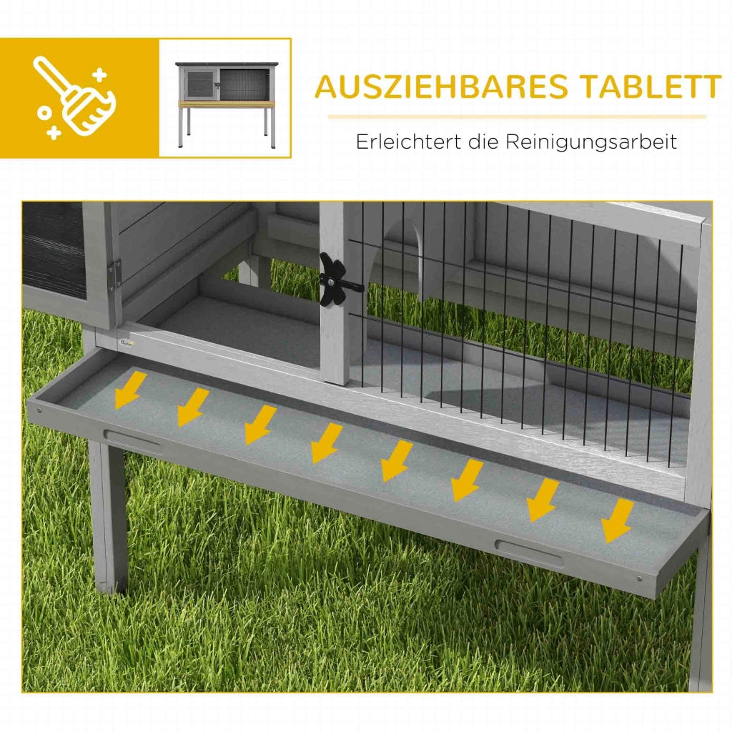 Gabbia per Conigli Legno di Abete ¨C zephmum ¨C Grigio 84x43x70 cm