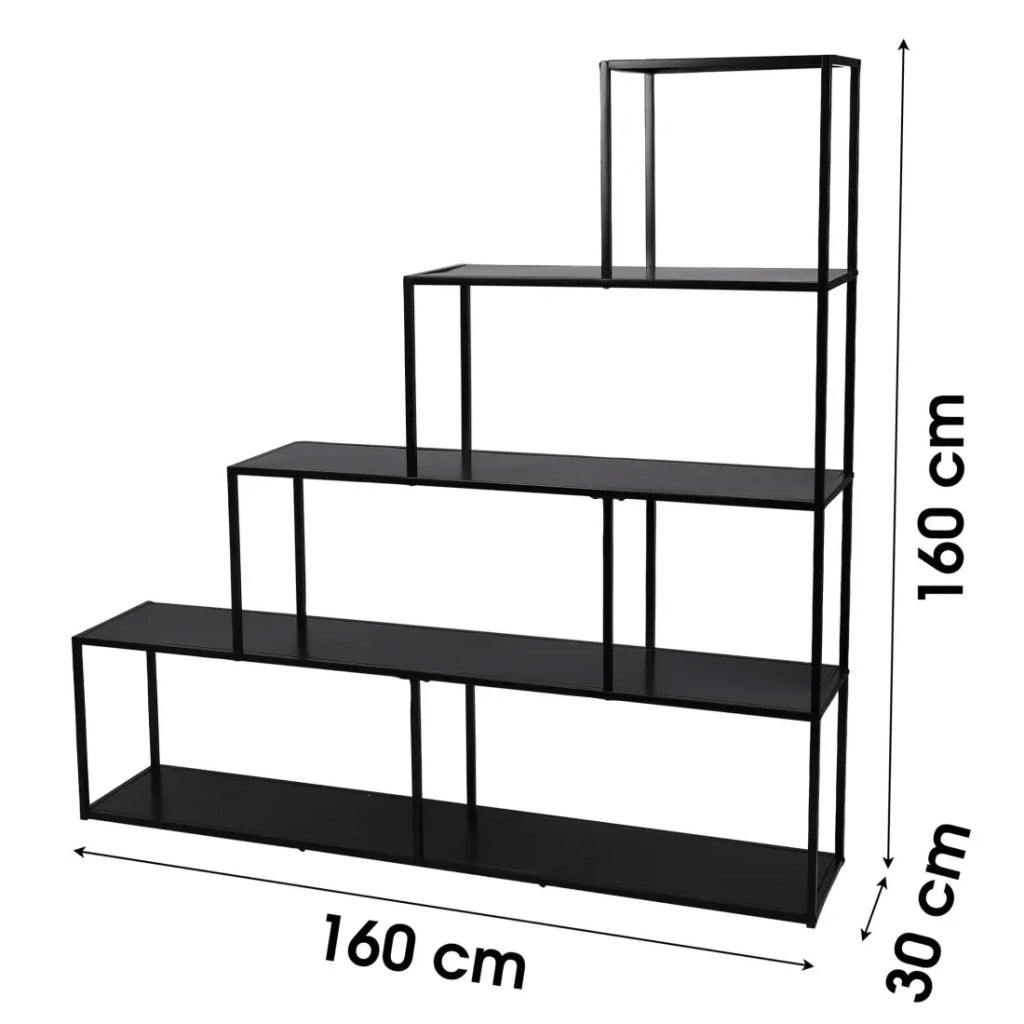 Libreria a scala a 4 livelli collezione SOHO - Dimensioni 160x30x160 cm, colore nero
