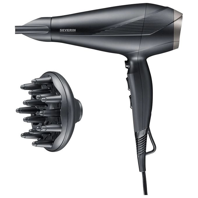 Severin HT0167 - Asciugacapelli 2300 W con Diffusore e Concentratore Nero e Argento