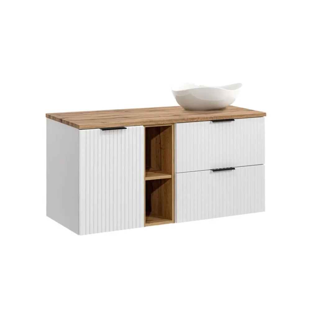 Set da bagno NOXERA 120 cm – Mobile sotto lavabo, piano per lavabo, lavabo da appoggio e mobili contenitori