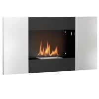 Camino a Bioetanolo 0.9L da Parete in Acciaio Inox, 100x15x54 cm, Nero e Argento