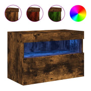 Mobile TV a Parete | Armadietto TV | Mobile Porta TV con Luci LED Rovere Fumo 60x30x40 cm
