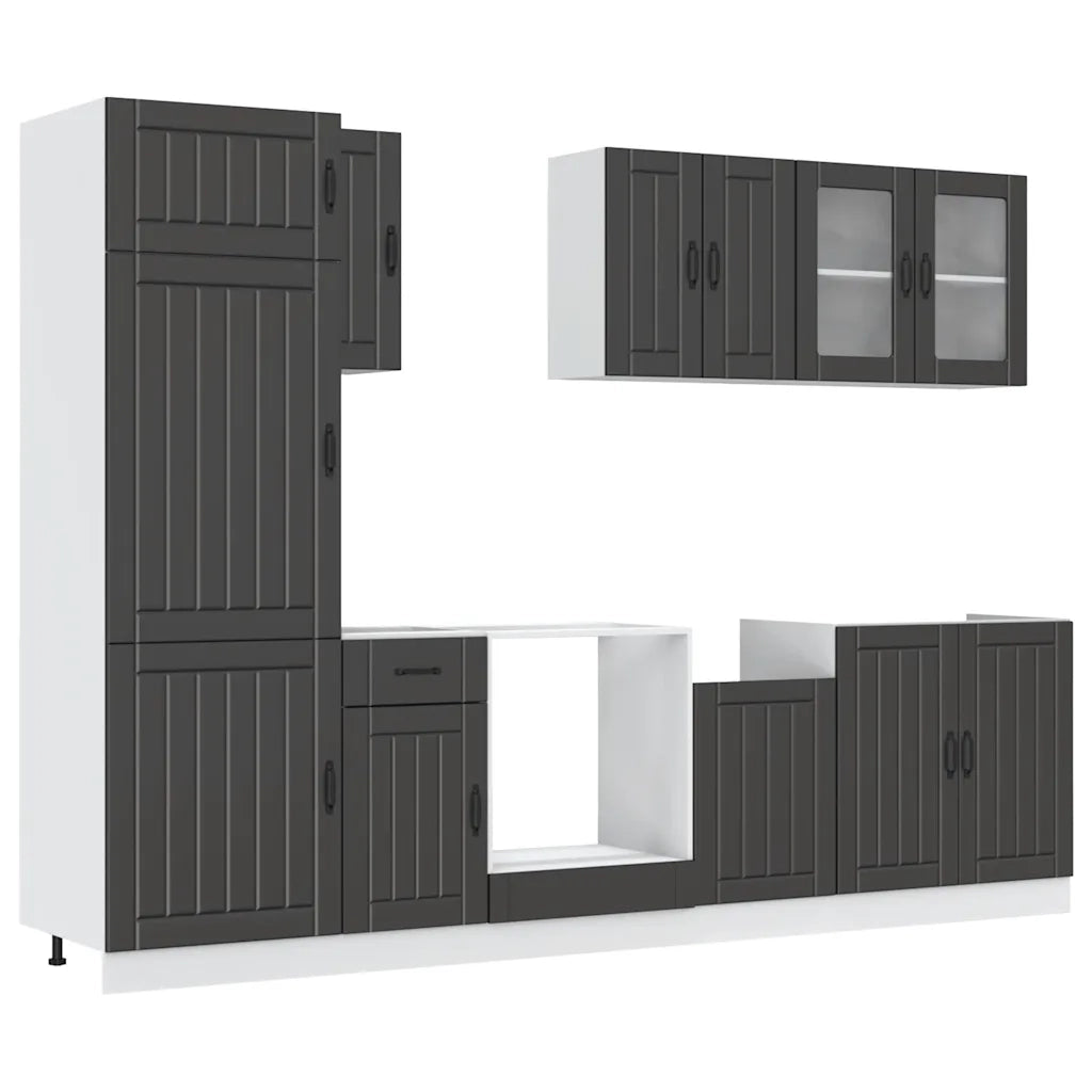 vidaXL Set Mobili da Cucina 8 pz Kalmar Neri Legno Multistrato