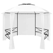 Gazebo da Giardino con Tende 360x312x265 cm Bianco 180 g/mÂ²