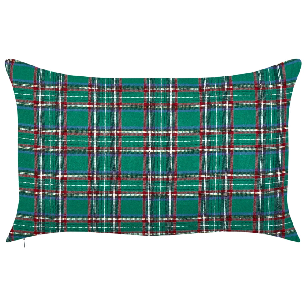Set di 2 cuscini sparsi in tessuto poliestere verde con motivo natalizio Tartan 30 x 50 cm Accessorio per la decorazione