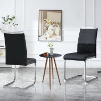 Set di 2 Sedie moderne per sala da pranzo, con schienale alto, in PU e tessuto, per Cucina e ufficio, Nero
