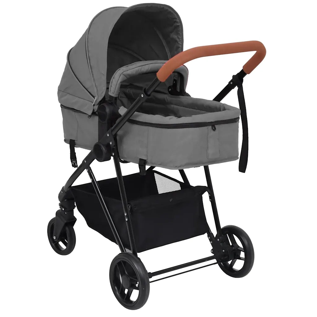 Passeggino 3 in 1 Grigio Chiaro e Nero in Acciaio CFW2769295