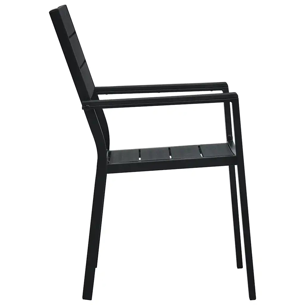 Sedie da Giardino 4 pz Nere in HDPE Aspetto Legno 47886