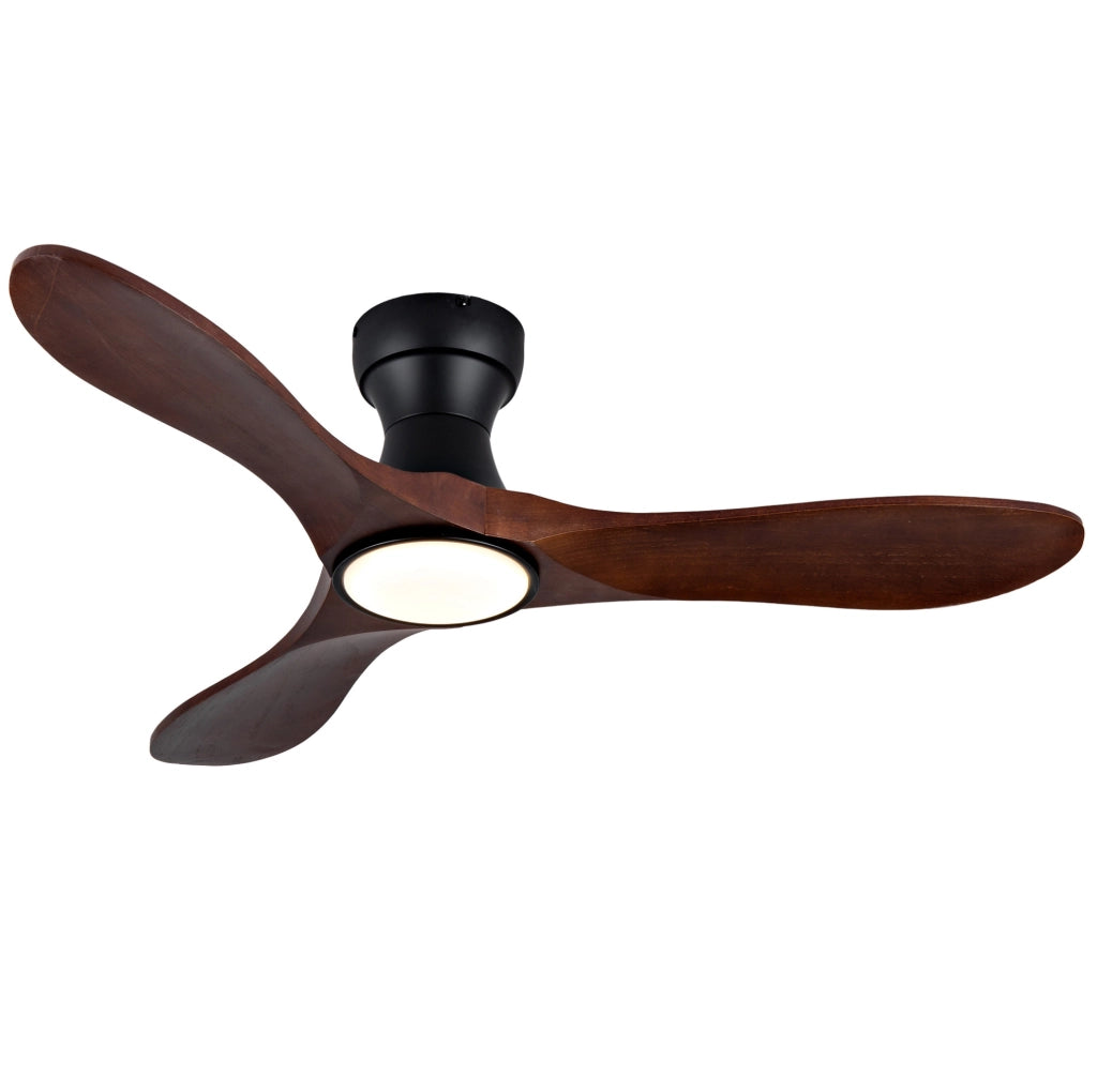 Ventilatore da soffitto LED 106×106×26,5 cm in metallo e legno nero –