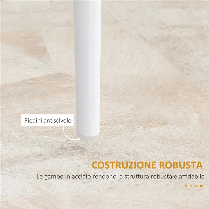 SET DI 4 SEDIE DA PRANZO CON SCHIENALE ALTO IN FINTA PELLE E ACCIAIO, 41X50X97CM, BIANCO