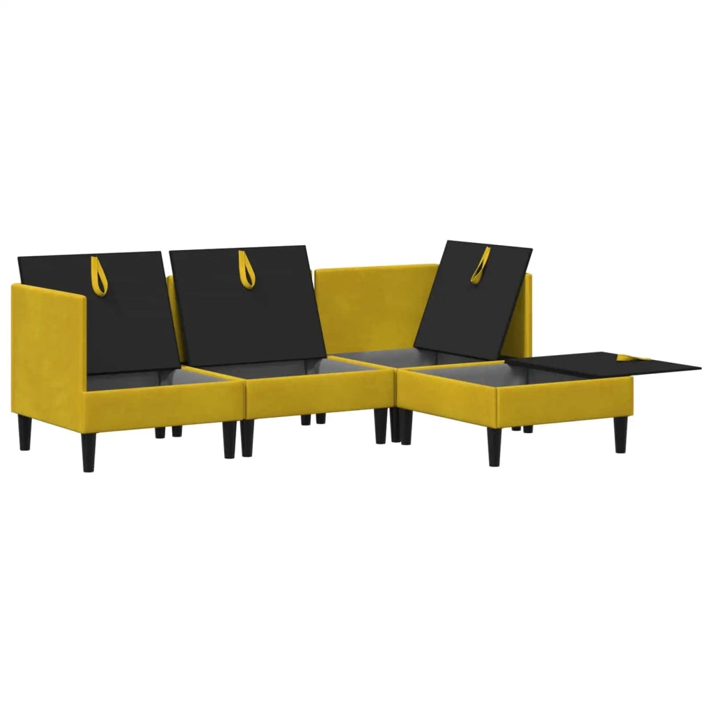 Set di mobili per il soggiorno con cuscino 4 pcs Giallo Velluto