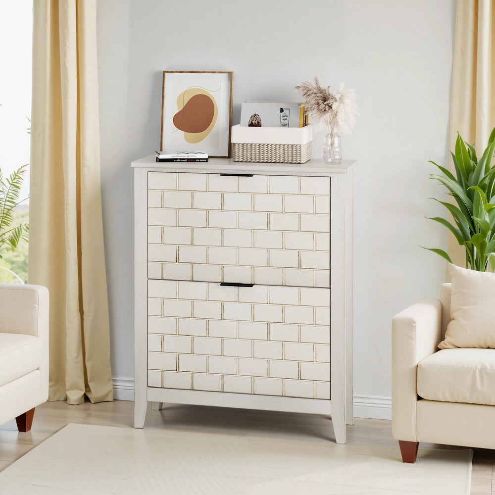 Scarpiera Vintage Bianca ¨C MINIMAL ¨C 2 Ante Ribaltabili, Ingresso, 80 cm