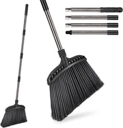 Bezem con manico in acciaio, 141 cm strumento da giardino, tagliaerba da giardino larghezza 35 cm, efficiente, duraturo, robusto pennello per la raccolta delle foglie con lungo manico per giardino, garage, terrazzo, piazza, strada nero