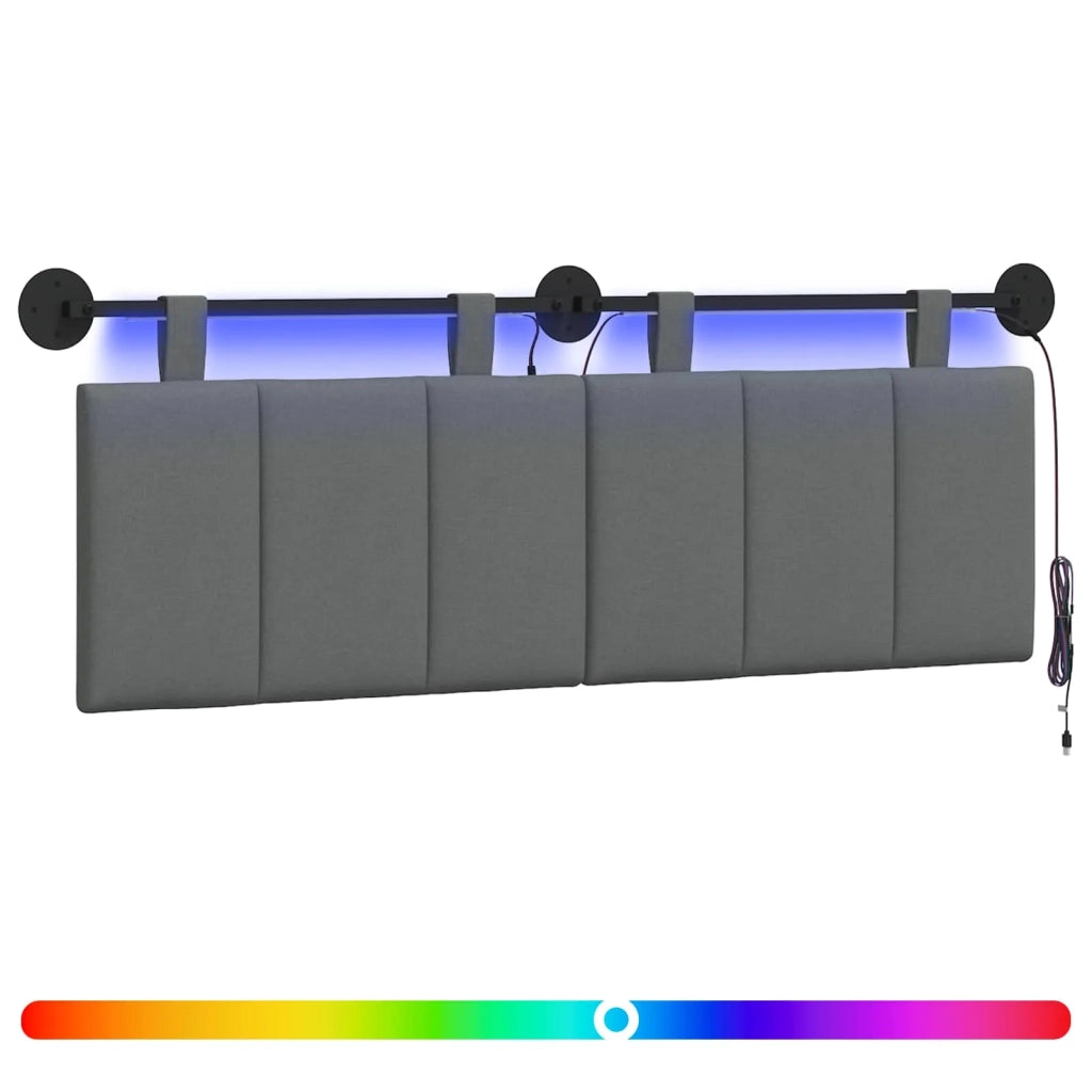 Testiera sospesa Con luce LED Grigio Scuro Tessuto