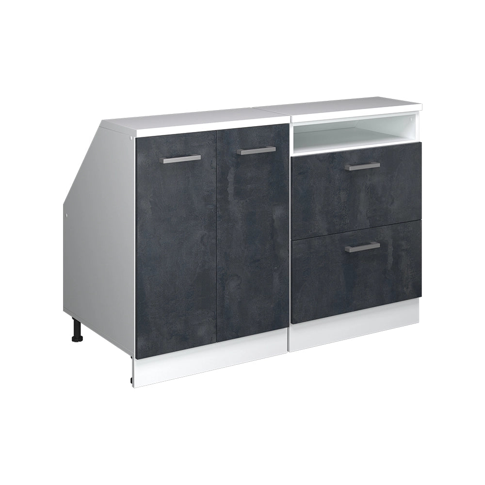 Mobile cucina sottotetto R-Line Calce nera/Bianco 120 cm Set di 2 carcasse armadio profondità 60 cm Vicco